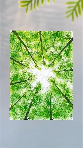 How to Make Easy Forest Painting 🌳 | Sponge Painting Art Tutorial for Beginners 🎨 #paintingtimelapse