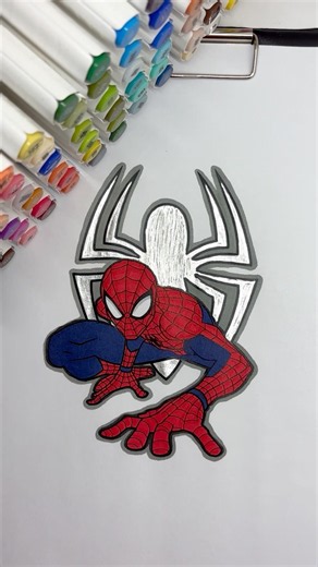 Coloring Spider-Man 🕸️🔴 #spiderman #coloring #coloringtime #markers #kidsart