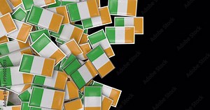 3d animated Ireland flag badge transitions on a transparent alpha channel