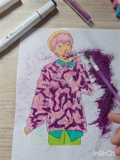 K-pop Huders SAJA #asmr #kpop #hunter #glitterart #fyp #satisfying #shortsvideo #drawing #bts #art