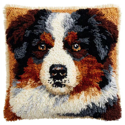 DIY Latch Hook Pillow Kit Cute Border Collie Dog Face Easy for Beginners Color-stamped Pillowcase 43x43cm Sofa Cushion Bedroom Decor Craft - Etsy
