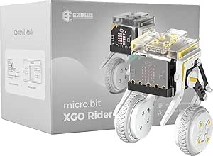 ELECFREAKS Microbit XGO Rider Starter Kit Makecode Programing, Self-Balancing Car Bionic Built-in IMU and Brushless Motor All-Metal Servo,Opens Underlying Python Protocol(Without Micro:bit)