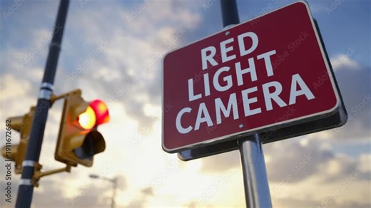"Red light camera" road sign.