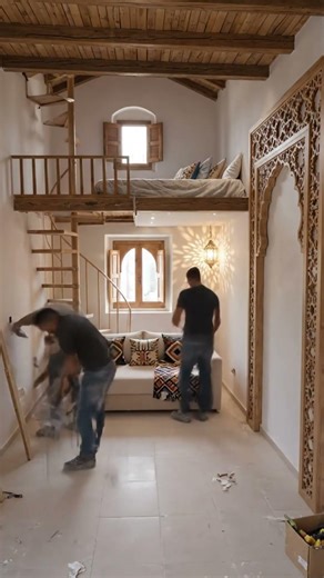 You Won’t Believe This Tiny Living Room Has a Loft Bedroom