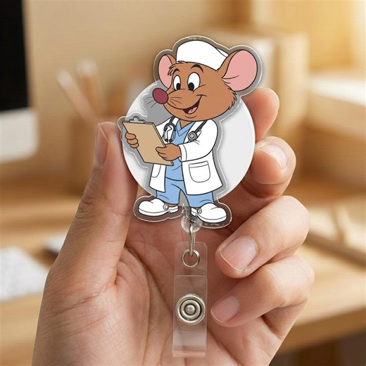 Gus Gus Badge Reel, Cinderella Mouse ID Holder, Cute Disney Badge Reel, Fairy Tale Work ID Reel, Cartoon Mouse Retractable Badge G6HI07-3 - Etsy