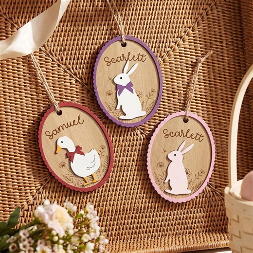 Custom Easter Name Tag, Personalized Bunny or Goose Basket Tag, Wooden Easter Ornament, Kids Basket Stuffer, Spring Decor、 - Etsy