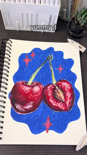 Drawing Cherries with Color Theory and Oil Pastels