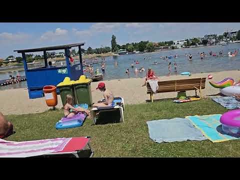 Vienna, Austria 🇦🇹 Alte Donau - Beach on the Danube river on a very hot day