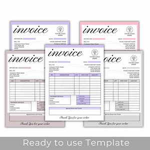 Editable Invoice Template, Order Form Template, Printable Small Business Invoice Template, Custom Order Form, Modern Invoice in 5 Colors - Etsy