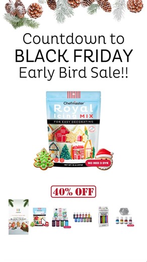 Chefmaster® food coloring on Instagram: "The best deals of the year are finally here. Holiday baking season just got sweeter. Your favorite Chefmaster baking essentials are 40% off, no code needed. Stack your pantry. Stock up for every cookie swap, cake, and festive treat coming your way. These deals won’t stick around, so grab them while they’re hot. ✨ Happy holiday baking ✨#chefmaster"