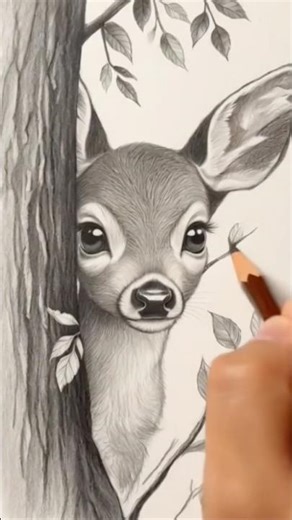 So Cute Deer Drawing You Can’t Skip 🥺 #shorts #tranding #viral