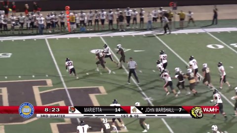 John Marshall over 60 yard TD rush to tie the game 14-14