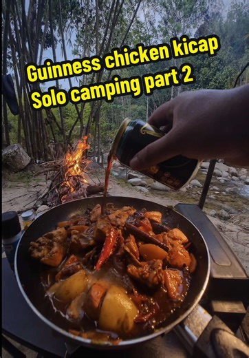 Part 2 - Solo Wild Camping Collected some wood for the campfire before the sun goes down. Tonight I’m cooking Guinness Stout Chicken Kicap… it’s been a long time since I made this dish. Sitting by the river, fire burning, food cooking slowly, moments like this make solo camping special ❤️#healing #nature #camping #cooking #river