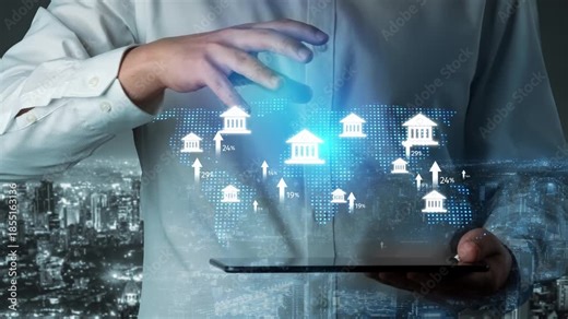 Online banking and digital banking innovation combining finance and technology, optimizing online banking systems, mobile banking services, and fintech for seamless experience. Muxer