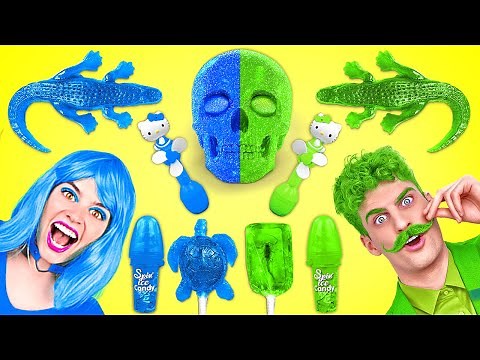 COLOR CHALLENGE || Eating and Buying Everything in 1 COLOR! 100 LAYERS of FOOD by 123 GO! CHALLENGE