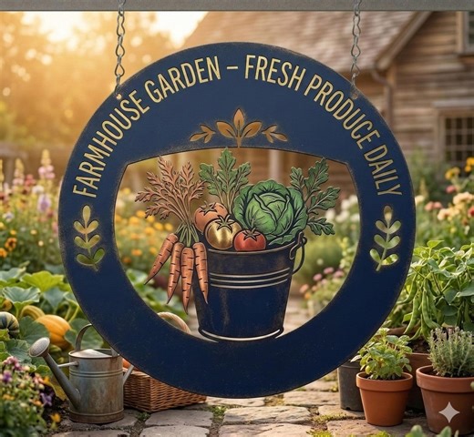 Farmhouse Garden Metal Sign, Fresh Produce Daily Outdoor Decor, Vegetable Garden Sign, Custom Farmhouse Wall Decor - Etsy