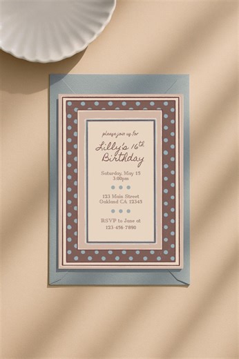 Polka Dot Birthday Invitation: Editable Invite Template | Whimsical Party Girl 1st 16th 21st Birthday Printable - Etsy
