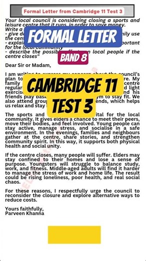 Band 8 Formal Letter | Cambridge 11 Test 3 #ieltswithparveenkhanna #band8ielts