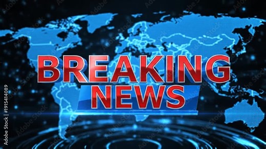 Breaking News World Map Background with Text Effect - Global Broadcast