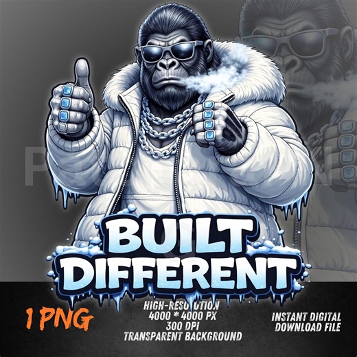 Built Different Gorilla PNG Hip Hop Streetwear Design for DTF Transfer Sublimation T-shirt Hoodie Art - Etsy