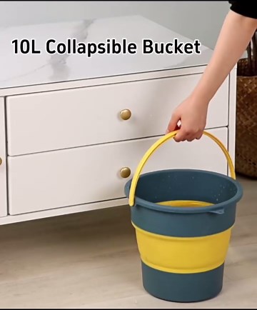 Collapsible Bucket 10L 2.6 Gallon Portable Cleaning Bucket with Handle Space Saving Foldable Car Wash Round Tub for Garden Camping Fishing (Green)