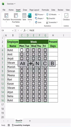 Smart Shortcut — Attendance in Seconds #excel #exceltips #excelforbeginners #office