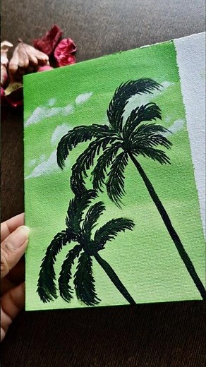 Learn easiest palm tree painting #art #summerart #acrylicpainting #palmtreepainting