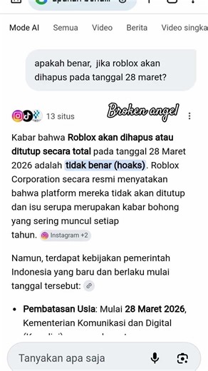 Broken angel ll Roblox, YouTube,tidak akan dihapus semua itu adalah hoaks,TerimaKasih sudah menonton