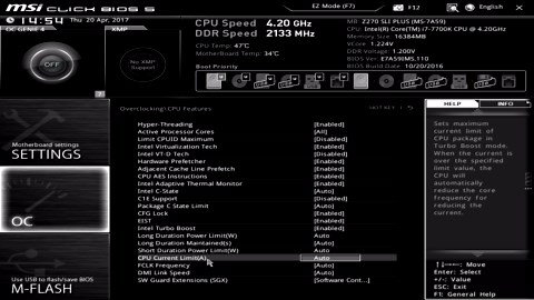MSI Z270 SLI PLUS BIOS overview
