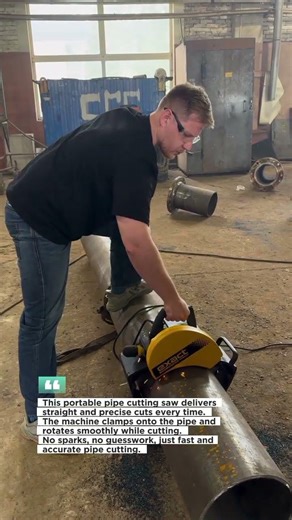 Cutting Steel Pipes Clean and Straight with a Portable Pipe Saw #Tools #Metal #Engineering