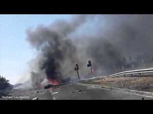 Video footage shows fiery aftermath of Shoreham Airshow crash