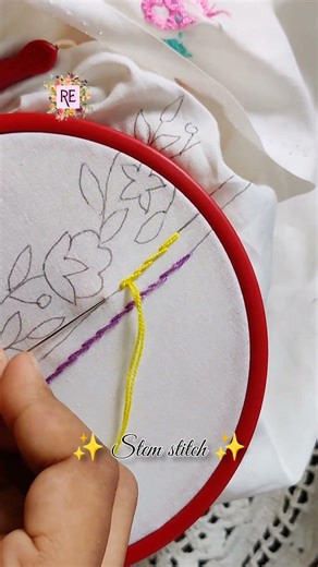 Stem stitch tutorial, how to do stem stitch step by step #handembroidery #embroidery