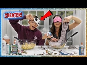 BLINDFOLDED SLYME MAKING CHALLENGE - TYLER CHEATS! | We Are The Davises
