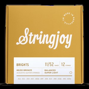 Stringjoy Brights | 12 String Super Light Gauge (11-52) 80/20 Bronze Acoustic Guitar Strings