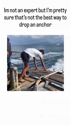 Innovate.oi on Instagram: "The post shares a 36-second video of barefoot crew on a fishing vessel clumsily handling and dropping a heavy anchor from a low height while the boat drifts in choppy seas, captioned with ironic doubt about the method's safety. Replies from experienced users flag multiple hazards, including crossing a taut 'live' rope that could drag workers overboard and ignoring basic protocol to stop the vessel first, amplifying risks of limb loss or drowning. Anchoring mishaps acco