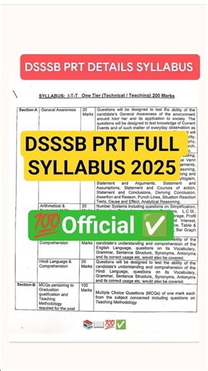 dsssb prt full syllabus 2025 #dsssbprt2025 #dsssb #dsssbvacancy2025 #dsssbrecruitment2025 #ctet