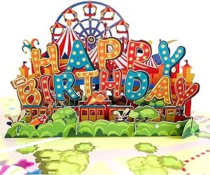 Birthday Card Pop Up Card Handmade 3D Popup Happy Birthday Greeting Cards With Envelopes for Her Women Mom Girls Men Friends Birthday Gifts (Circus)