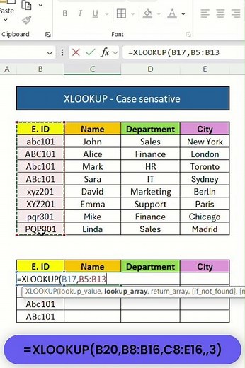 Case-Sensitive XLOOKUP in Excel Using REGEX (No EXACT Function) #excel #biwithexcel #xlookup