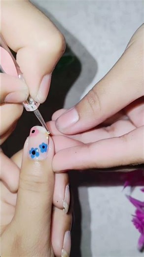 Elegant Blue Flower Design 🌿 | Beautiful Leaf Art Tutorial | Satisfying & Creative #simplenails