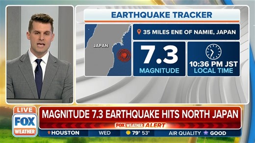 A 7.3 magnitude earthquake rocked Japan at 10:36pm local time. | FOX Weather