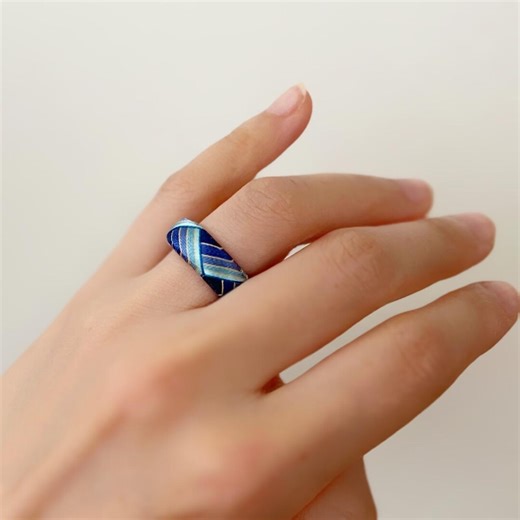 Kaga Thimble ring, Japanese Embroidered Ring, Adjustable Size Available, Made to Order, Traditional Japanese craft ring, "Kaga Yubinuki"