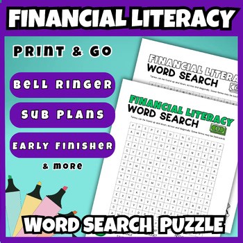 Middle School Financial Literacy Word Scramble Vocabulary Activity Printable