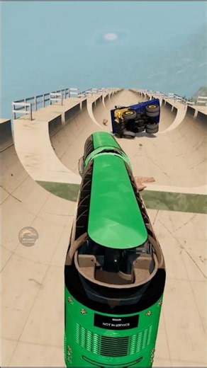 Truck and Bus vs Steep Road #beamngdrive #firetruck #shortvideo