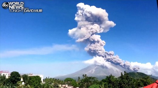 ACTIVE ERUPTION: Mount Mayon, the Philippines' most active volcano seen in new timelapse video, continues to spew ash and lava, forcing thousands of evacuations amid fears an even more powerful explosion could blow. http://abcn.ws/2Gc5Clc | ABC World News Tonight with David Muir