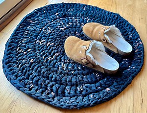 Black & Rust Round Rag Rug - 26 Inches - Etsy