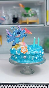 Make a Mini Stitch Themed Cake with ME 🩵 #miniverse #minibrands #miniature #minicake #minifood #stitch | Dee forever minis