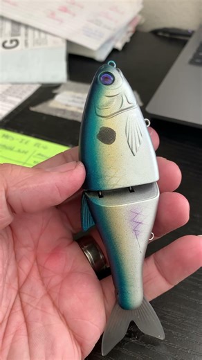 Threadfin shad on a 5” hinkle glidebait #custompaintedlures #jaysinkfishn