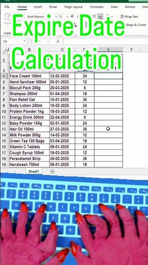 Expire date calculation 🧮 #excel #exceltips