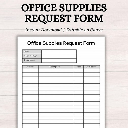 Office Supplies Request Form | Editable Office Request Form | Printable Admin Template | Business Template | Instant Download | Admin Docx - Etsy