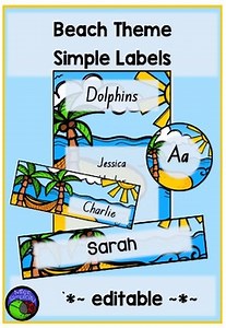 ~*~ editable ~*~ simple BEACH THEME labels